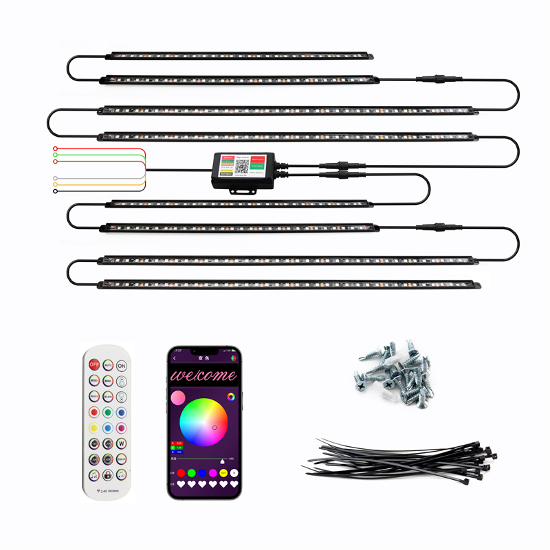 12V IP68 RGB LED Light Strip Auto Ambient Lighting Kit Multi Mode App Control
