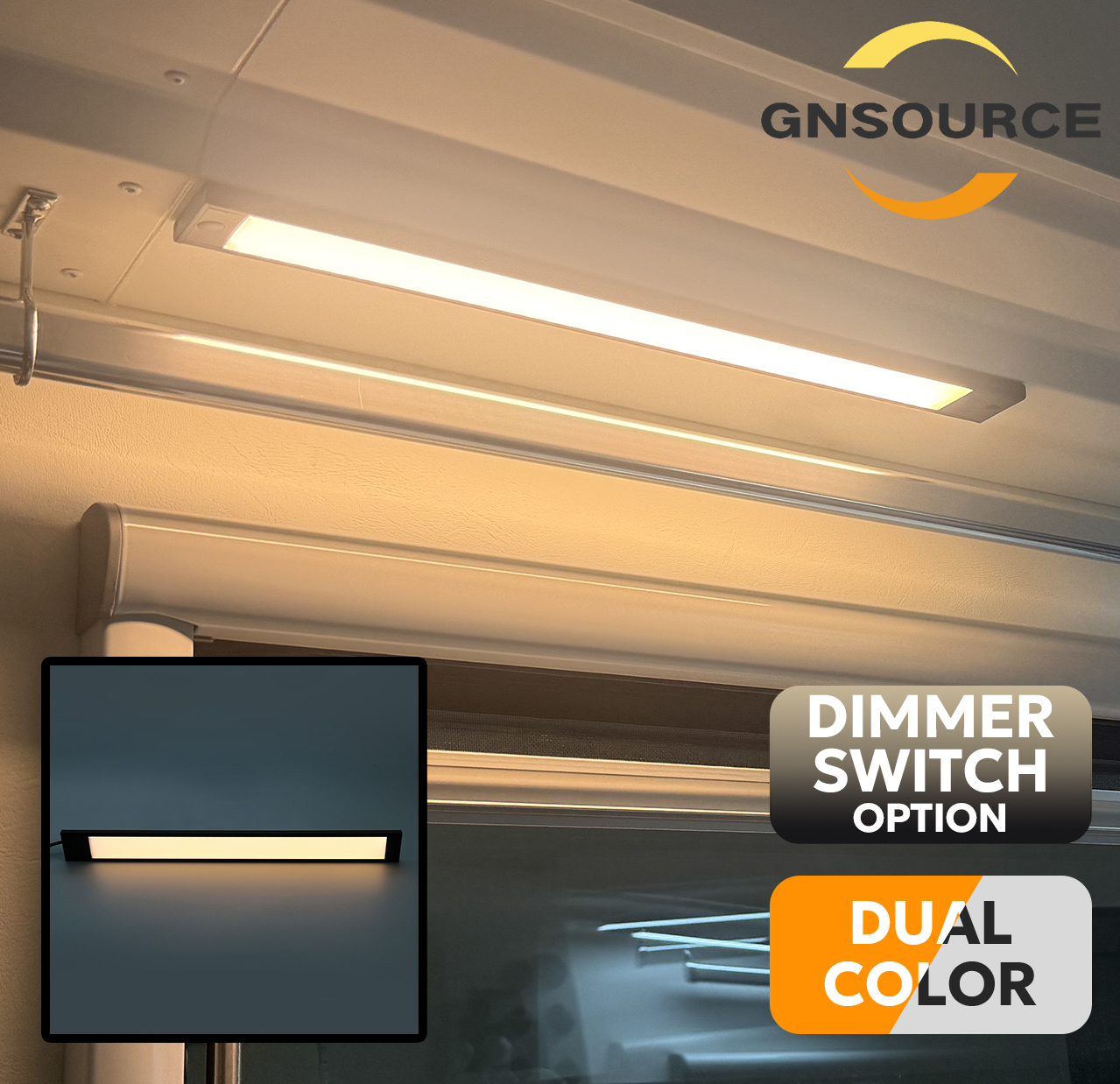 Flat Interior Light - 12V Touch Dimmer Dual Color - 260mm 410mm Models Available