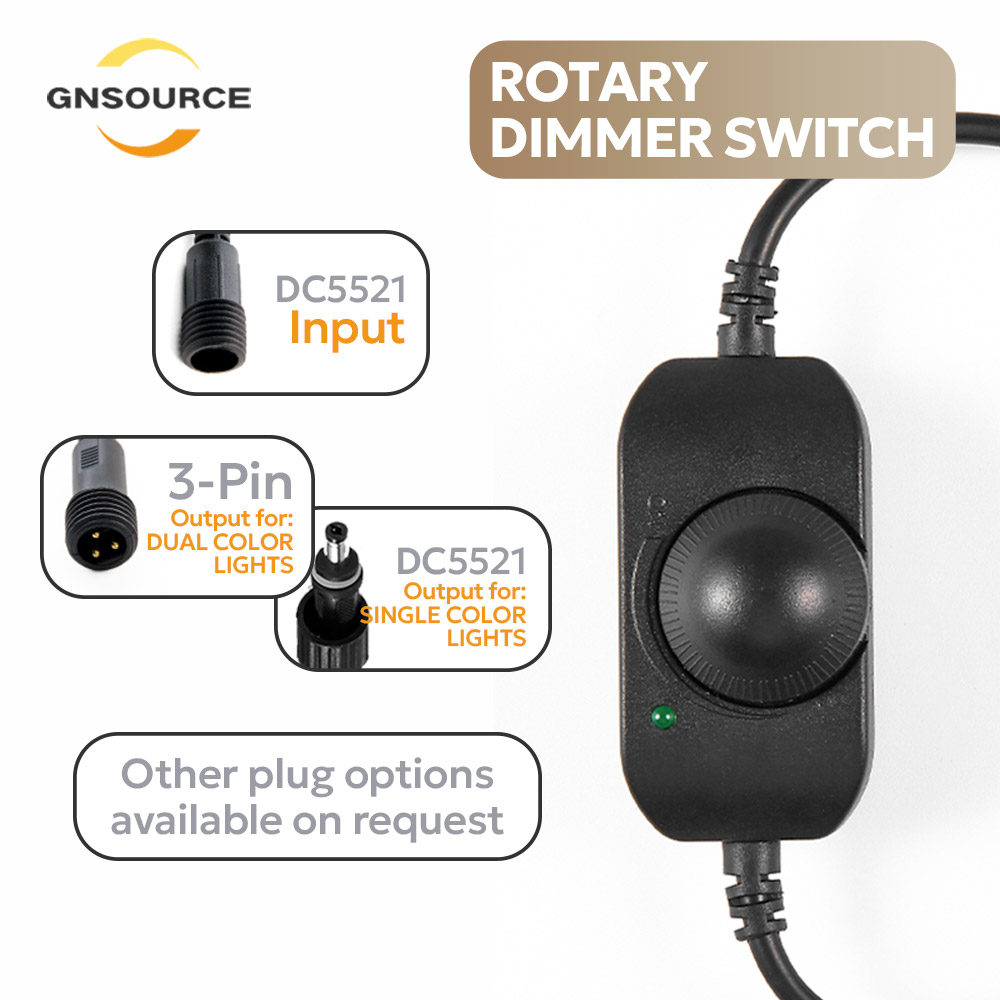 Rotary Dimmer Switch - Dual Color Mode Optional - 12 ~ 24V