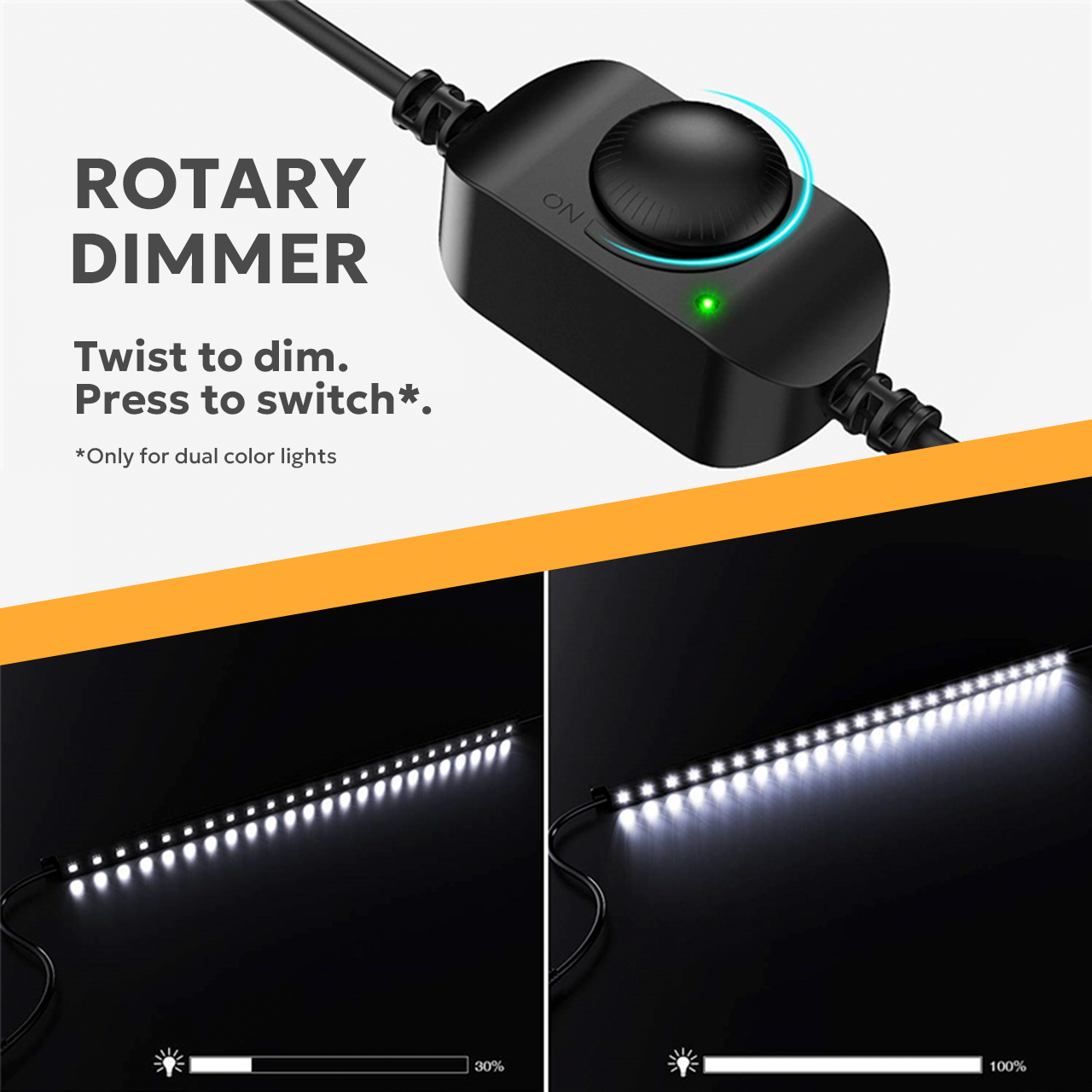 Rotary Dimmer Switch - Dual Color Mode Optional - 12 ~ 24V