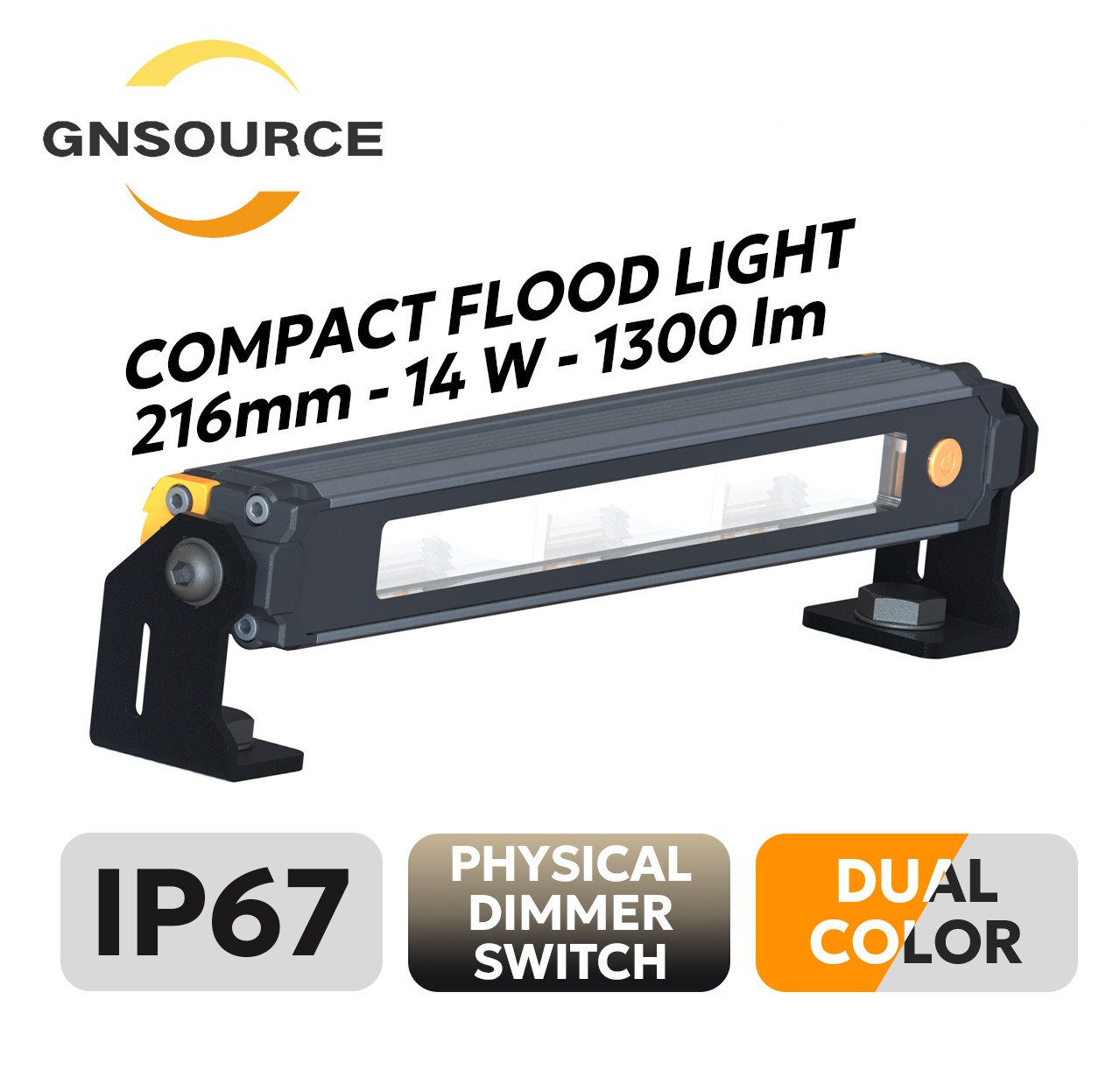 Compact Flood Lights 216mm - Super Powerful Compact Offroad Roof Rack Light 10-30V Multivolt